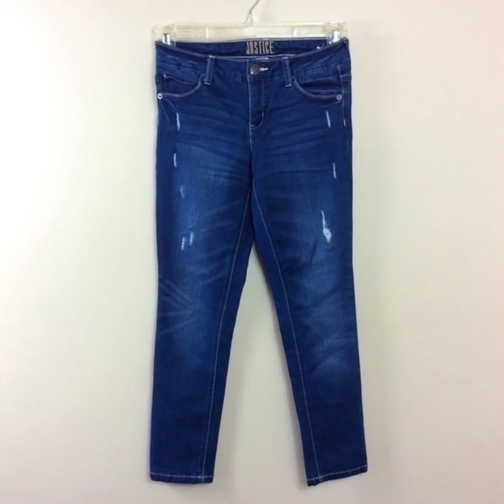 🎈3/$20!  Justice super skinny jeans. Girls Size 12. Blue stretch cotton